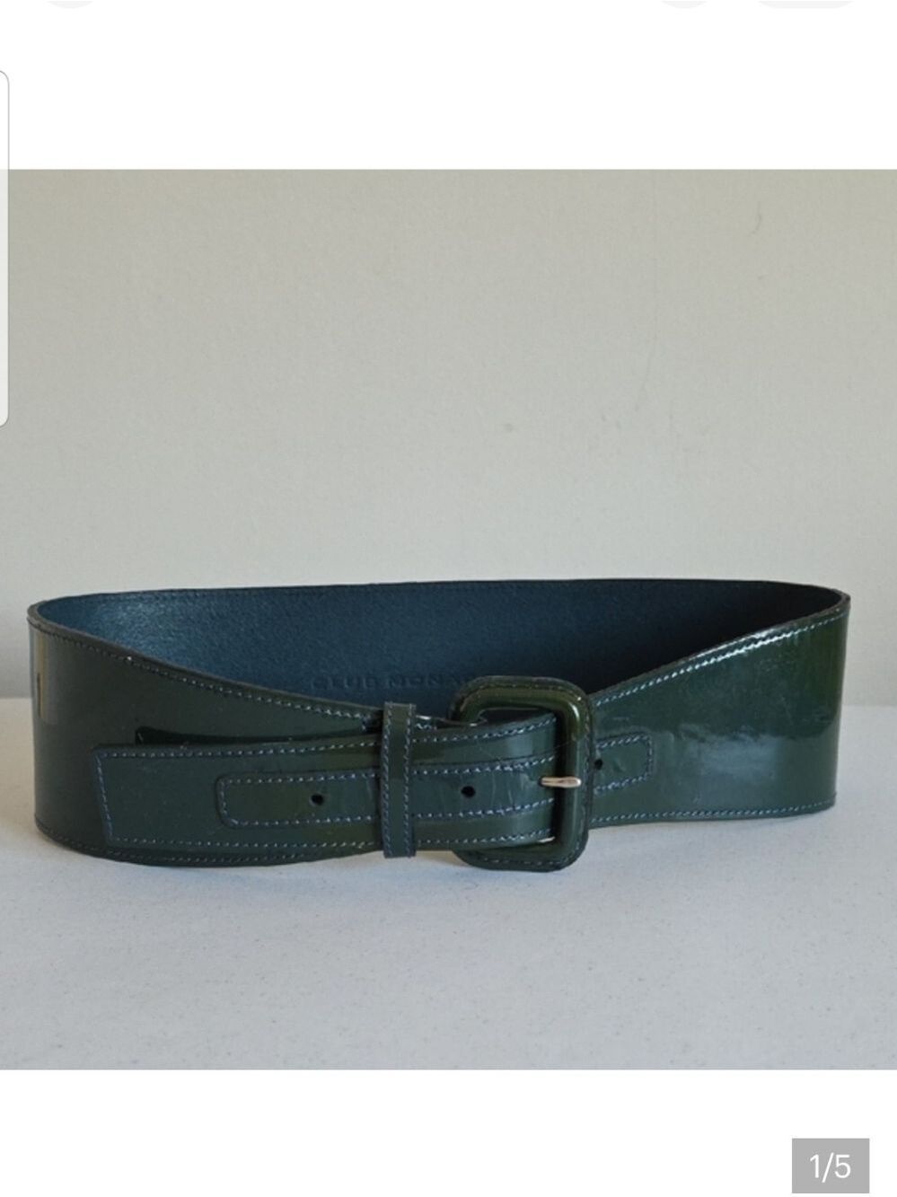 CLUB MONACO | Jessie Patent Leather Belt Green Sz S